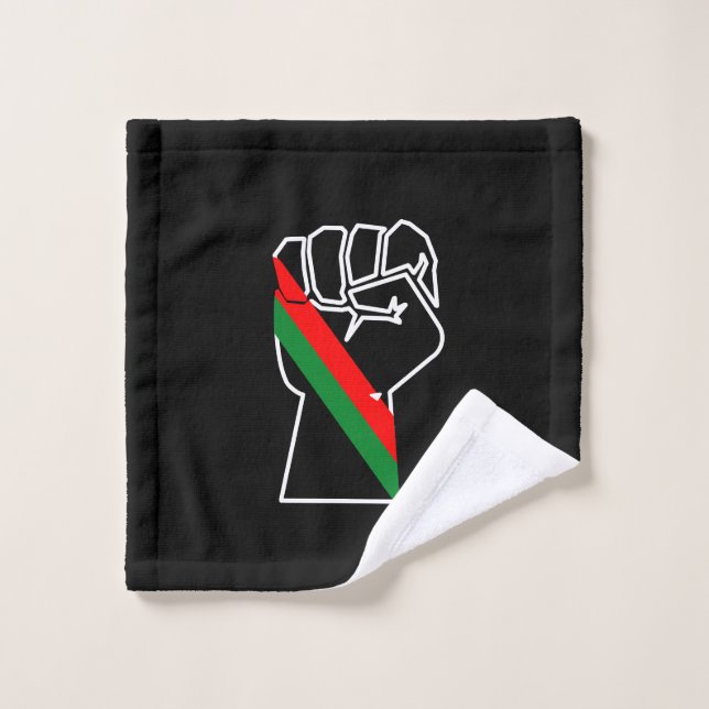 orgueil noir poing vert rouge pan drapeau africain (Gant de toilette)