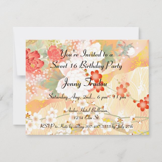 Oriental Floral multi-usages Invitation d'annivers (Devant)