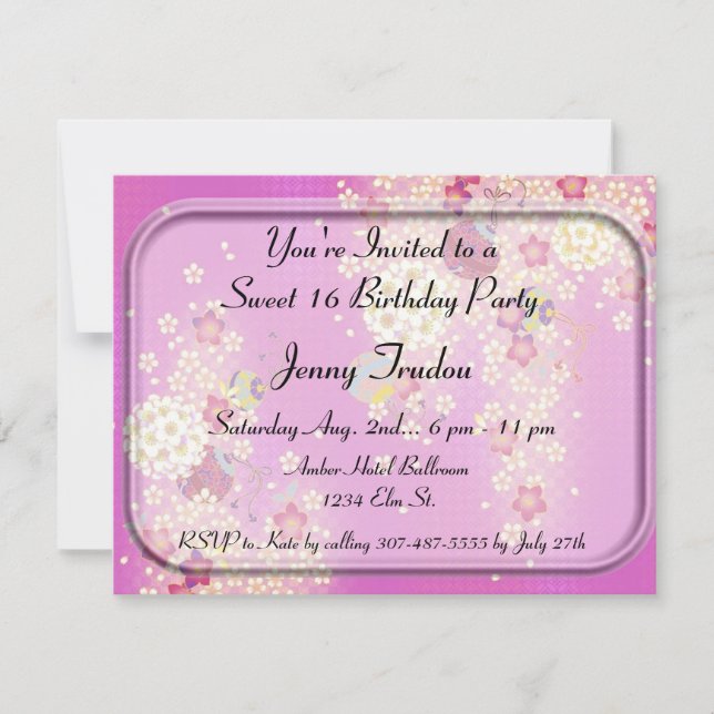 Oriental Floral multi-usages Invitation d'annivers (Devant)