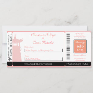 Oriental Garden Boarding Pass Faire-part de mariag