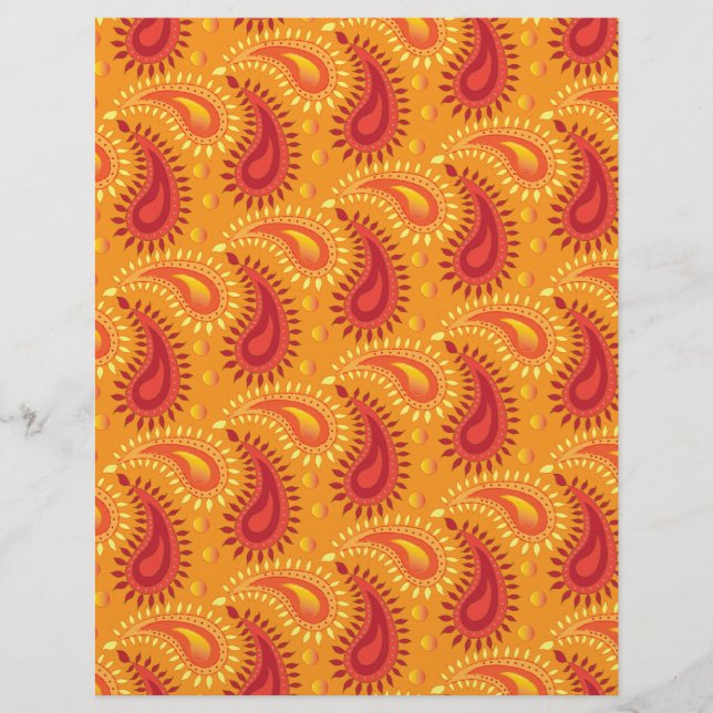 Oriental Orange Perse Motif Paisley (Devant)
