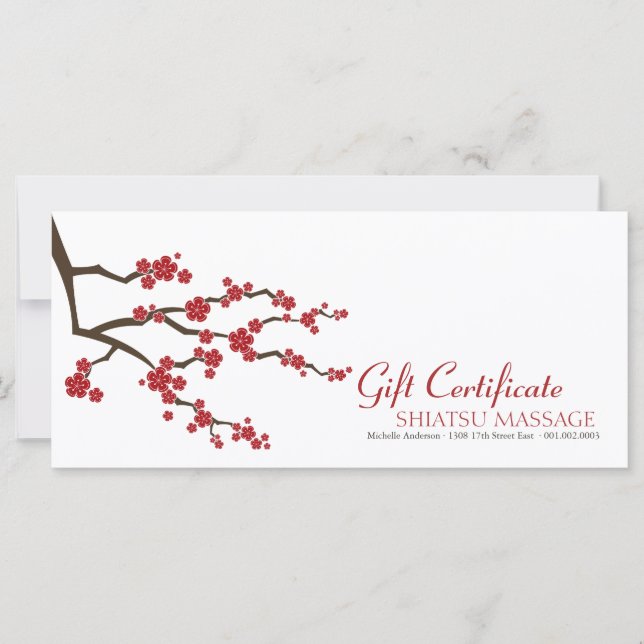 Oriental Sakura Cerry Blossoms Certificat Cadeau (Devant)