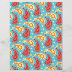 Oriental Turquoise Orange Perse Motif Paisley