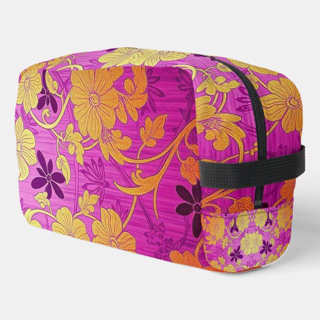 ORIENTAL violet Motif rose - Sac de toilette (Coin gauche)