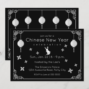 Origami chinois, invitation noire