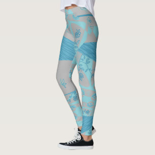 Origami Chintz (L) Leggings gris bleu Dusty
