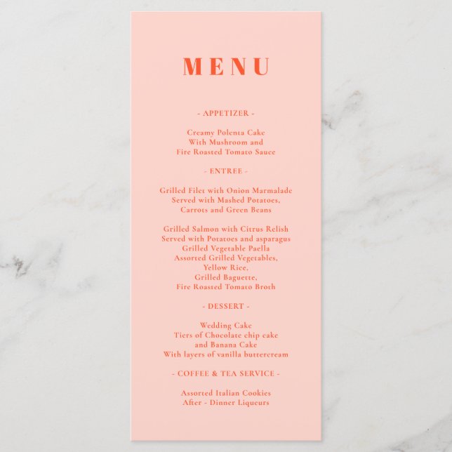 Ornage Pink Menu Simple (Devant)