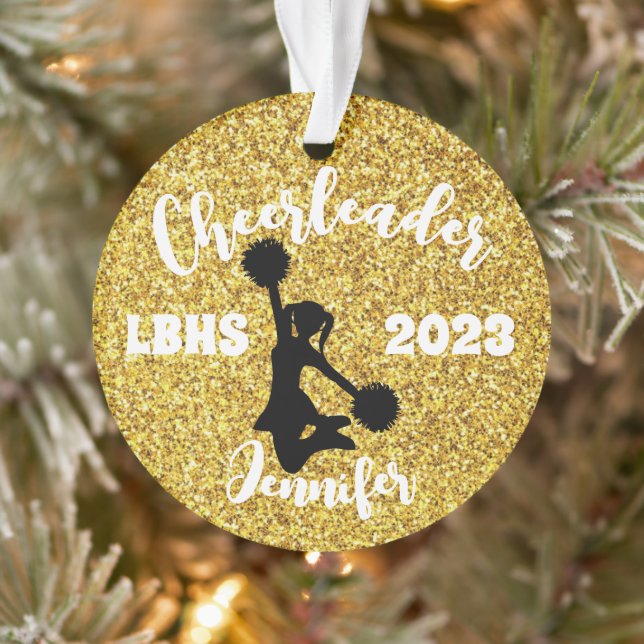 Ornament Cheerleader Black & Gold personnalisé (Arbre)