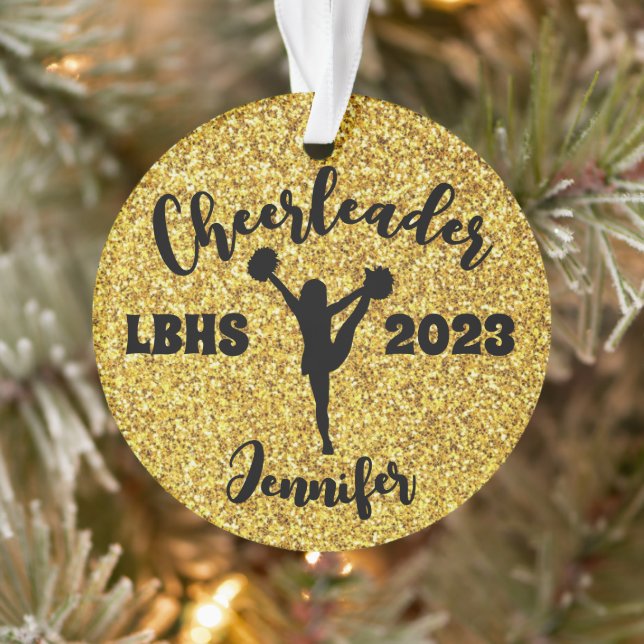 Ornament Cheerleader Black & Gold personnalisé (Arbre)