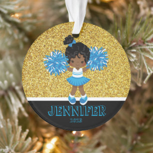 Ornament Cheerleader bleu & or personnalisé