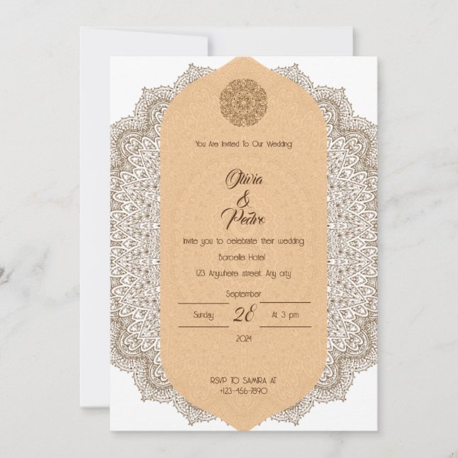 Ornament élégant Mariage invitation (Devant)