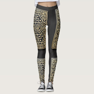 Ornat Black & Gold Leggings baroques