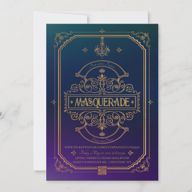 Ornat Or Masquerade Prom Invitation (Devant)