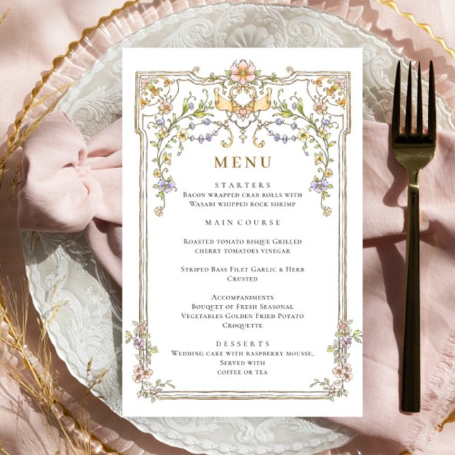 Ornat Vintage Cadre Boho Mariage Dîner Menu (Créateur téléchargé)