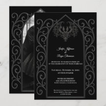Ornate border Photo Gothic wedding Invitation