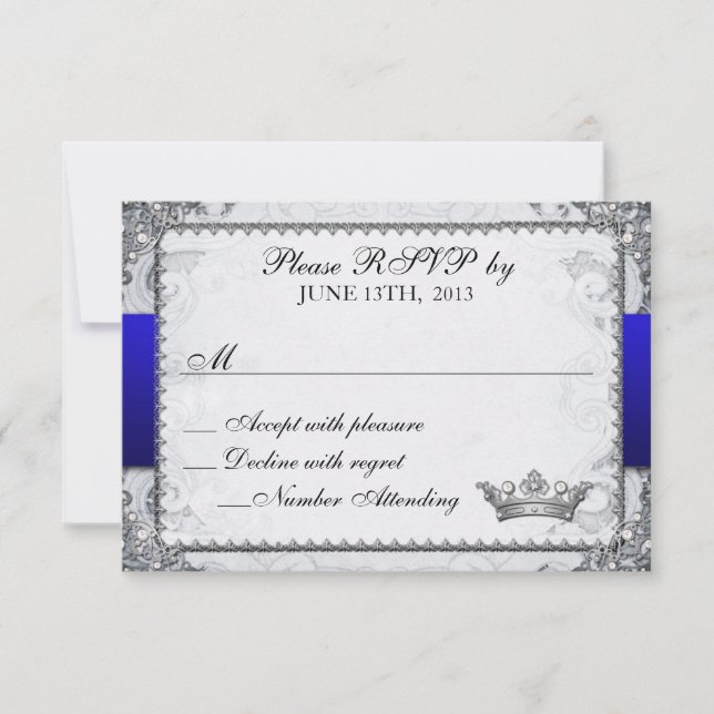 Ornate Fairytale Storybook Wedding RSVP Grey (Devant)