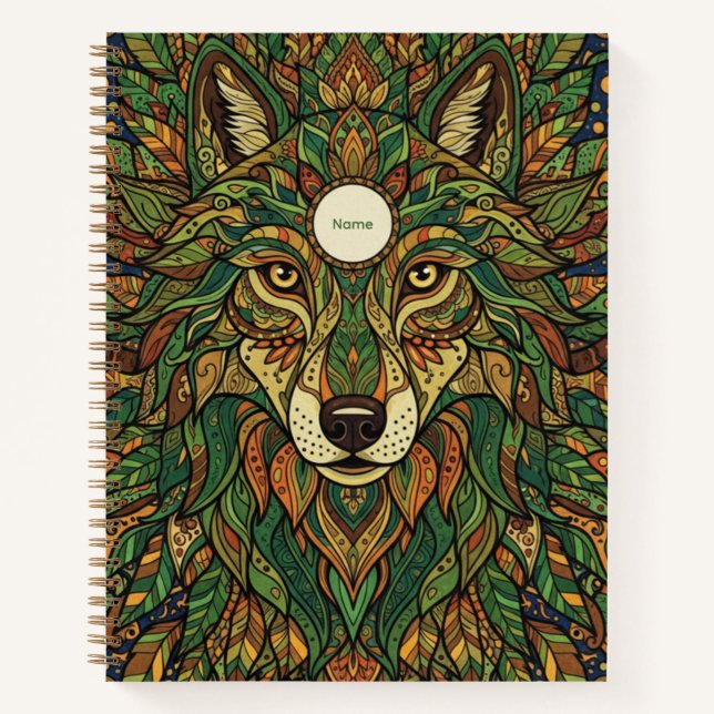 Ornate Forest Wolf Zentangle Art Nooracle Journal (Devant)