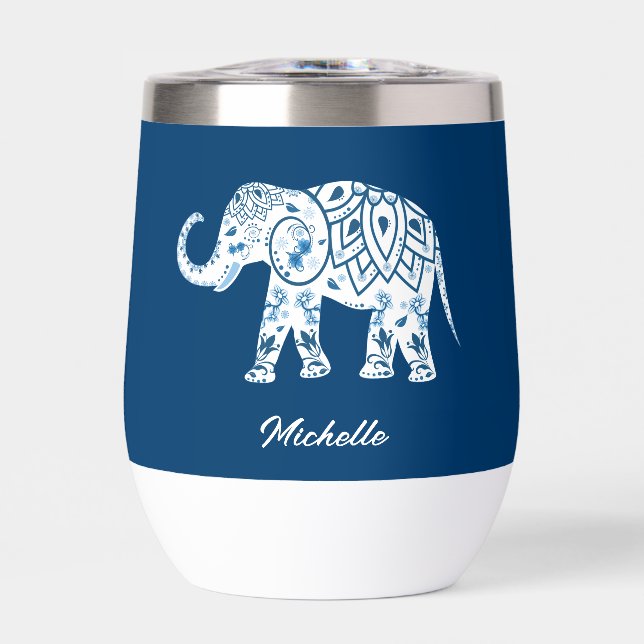 Ornate Patterned Blue Elephant Personalised (Avant)