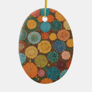 Ornement à motif mosaïque floral terreux