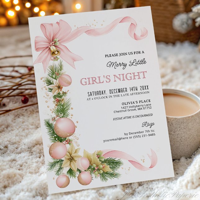 Ornement à ruban rose pour invitation à une fête d (Créateur téléchargé)