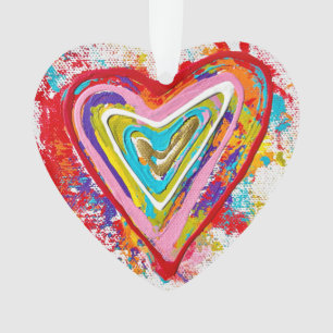 Ornement acrylique au coeur rouge
