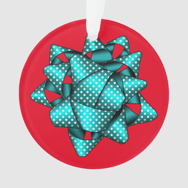 Ornement acrylique de Noël Aqua Dotée Bow (devant)