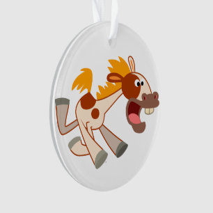 Ornement acrylique du cheval Pinto carton animé