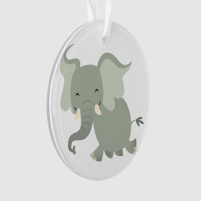 Ornement acrylique éléphant de dessin animé joyeux (devant)