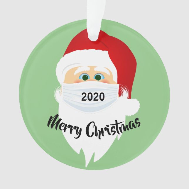 Ornement Acrylique Masqué Père Noël 2020 (devant)