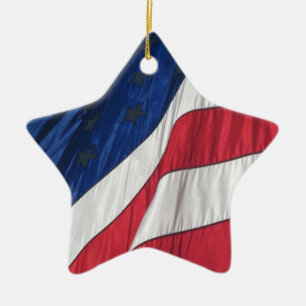 Ornement American Flag Porcelain Star