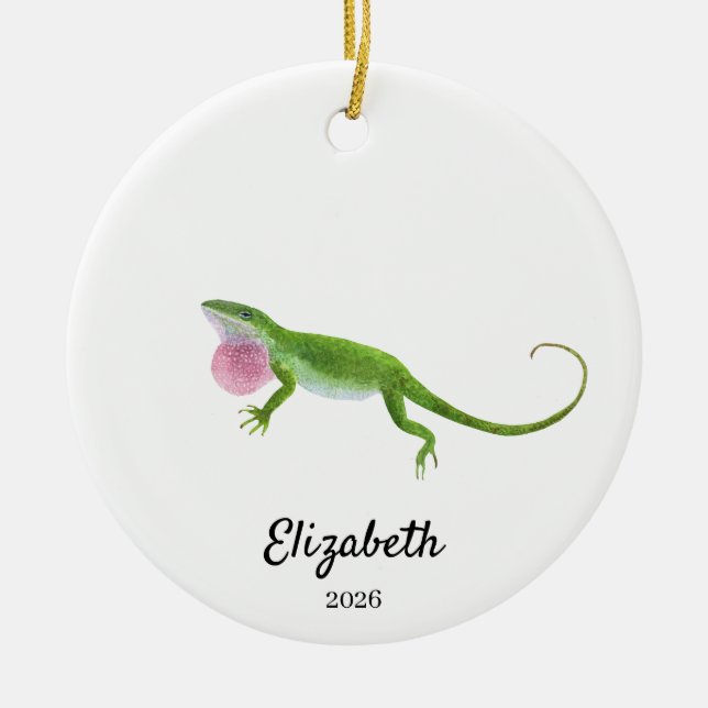 Ornement Anolis vert, souvenir de Noël personnalis (Devant)