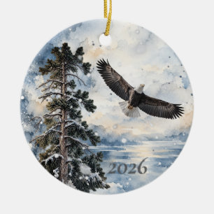 Ornement aquarelle Ange de neige Aigle royal 2026