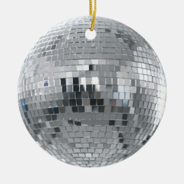 Ornement argenté de Noël de boule de disco (Devant)