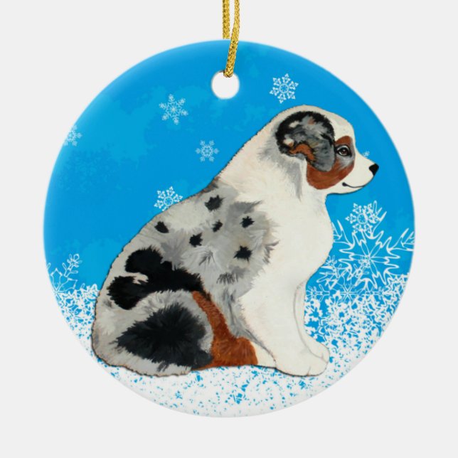 Ornement australien de neige de chiots de berger (Devant)