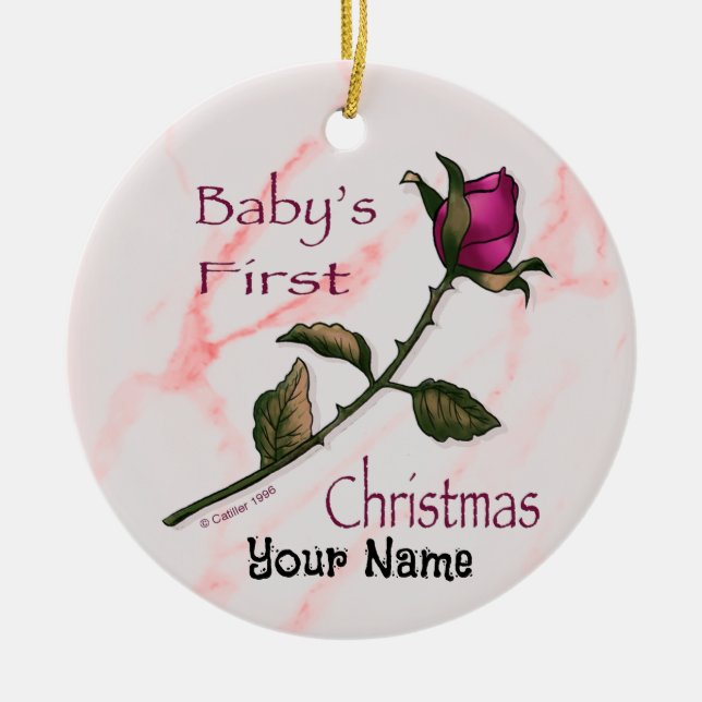 ornement Bébé Rose de Noël (Devant)