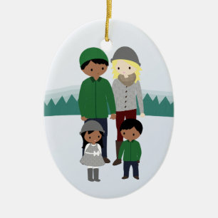 Ornement Bi-Racial personnalisable de Noël de
