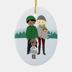 Ornement Bi-Racial personnalisable de Noël de