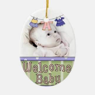 Ornement bienvenu de photo de bébé - fille