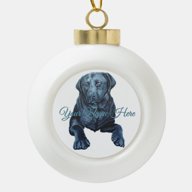 Ornement Black Lab Décor de Noël Chien Bleu (Devant)