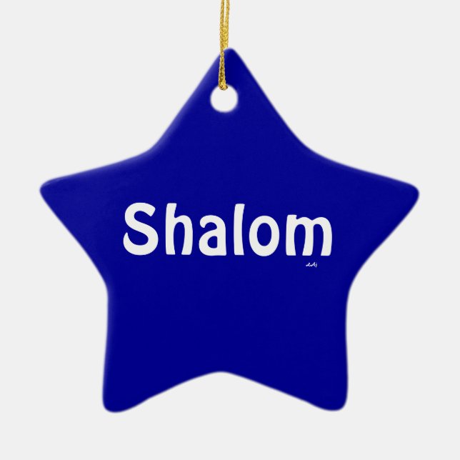 Ornement blanc bleu d'étoile de Shalom (Devant)