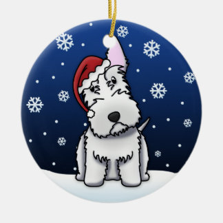 Ornement blanc de Noël de Scottie de bande