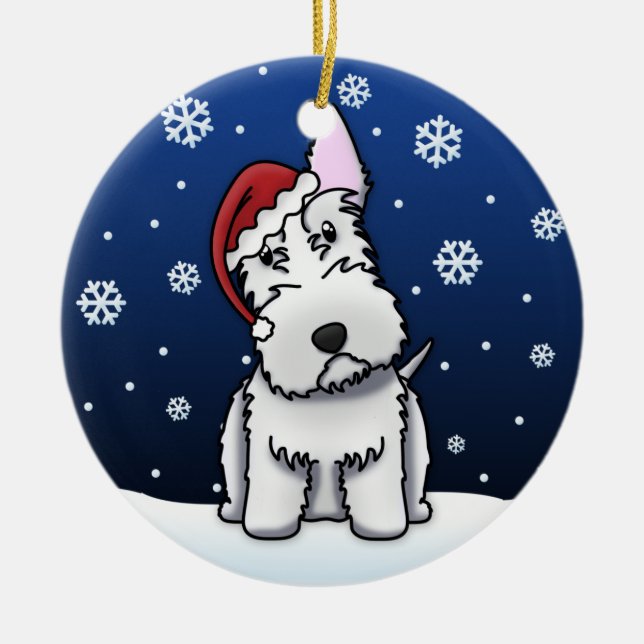 Ornement blanc de Noël de Scottie de bande (Devant)