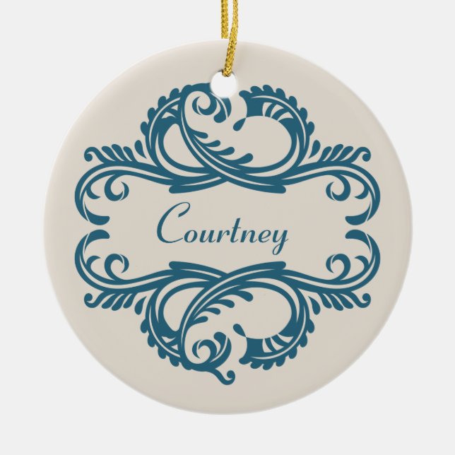 Ornement bleu chic Damask (Devant)