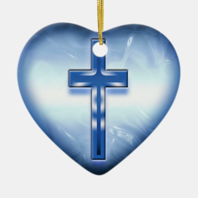ORNEMENT BLEU DE CROIX DE COEUR (Devant)