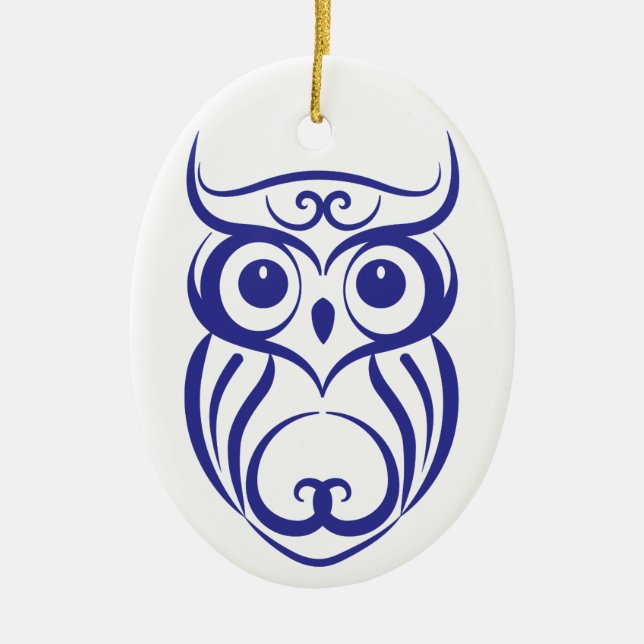Ornement bleu de hibou de style de la Chine de (Devant)