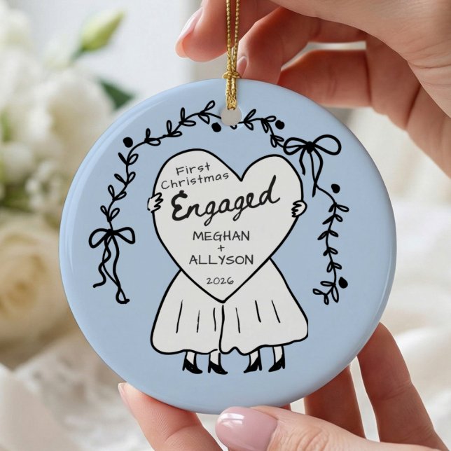 Ornement bleu de premier Noël engagé (Créateur téléchargé)