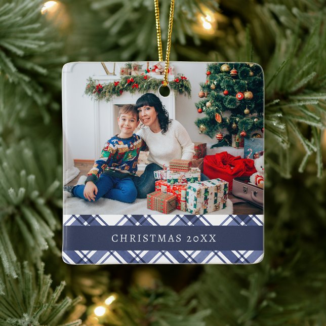 Ornement bleu plaid (Plaid Blue Ornament
)