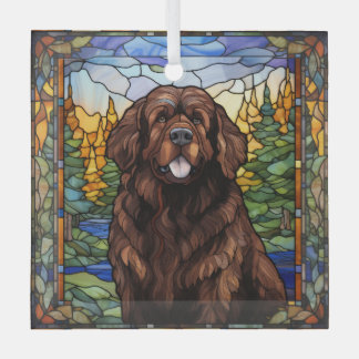 Ornement Brown en verre de chien de Terre-Neuve