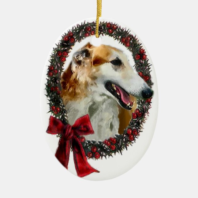 Ornement Cadeaux de Noël de Borzoi (Devant)