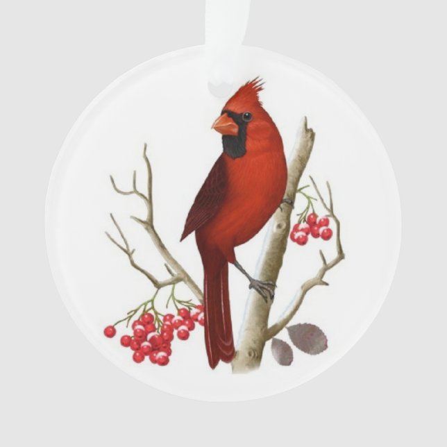 Ornement cardinal rouge de Noël (devant)